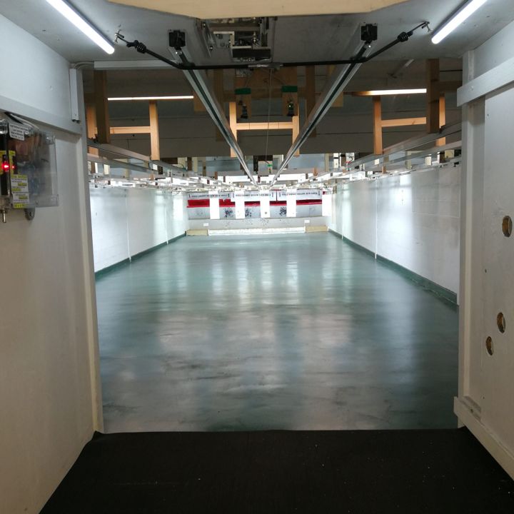 Another view down the range from the firing line, showing the new floor